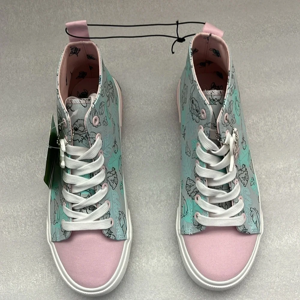 🆕 Disney Stitch High-Top Sneakers From Lilo and Stitch Pink Gray Blue Size 8